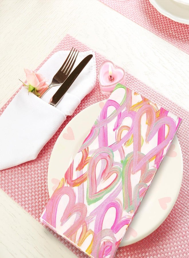 JarThenaAMCS مناديل ورقية للضيوف من JarThenaAMCS، 100 قطعة، بتصميم قلوب ملونة، مناسبة لعيد الحب، للاستخدام المنزلي والحفلات. - Image 4